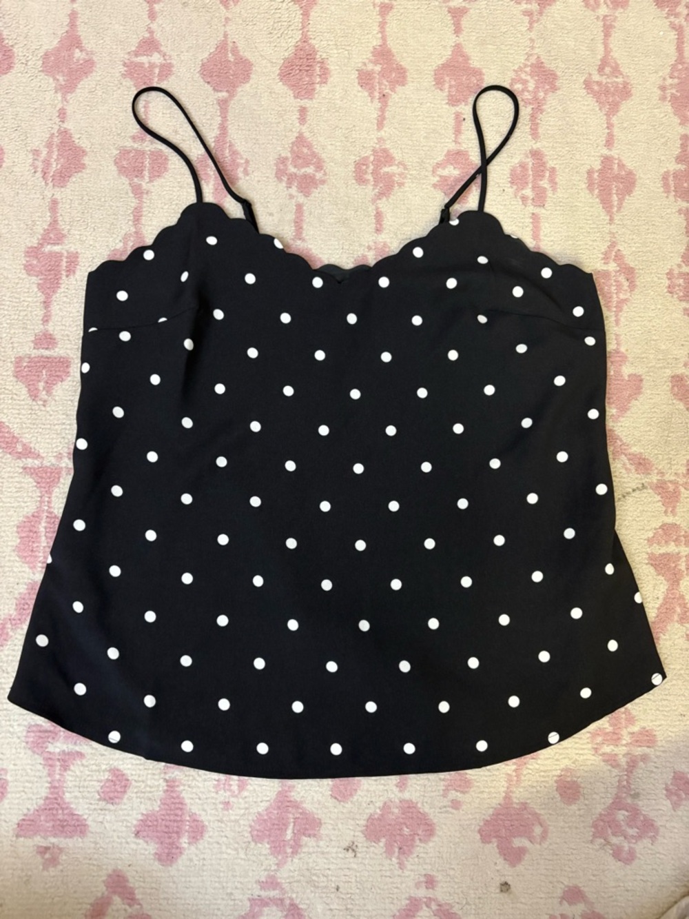 J. Crew Black Polka Dot Scalloped Cami